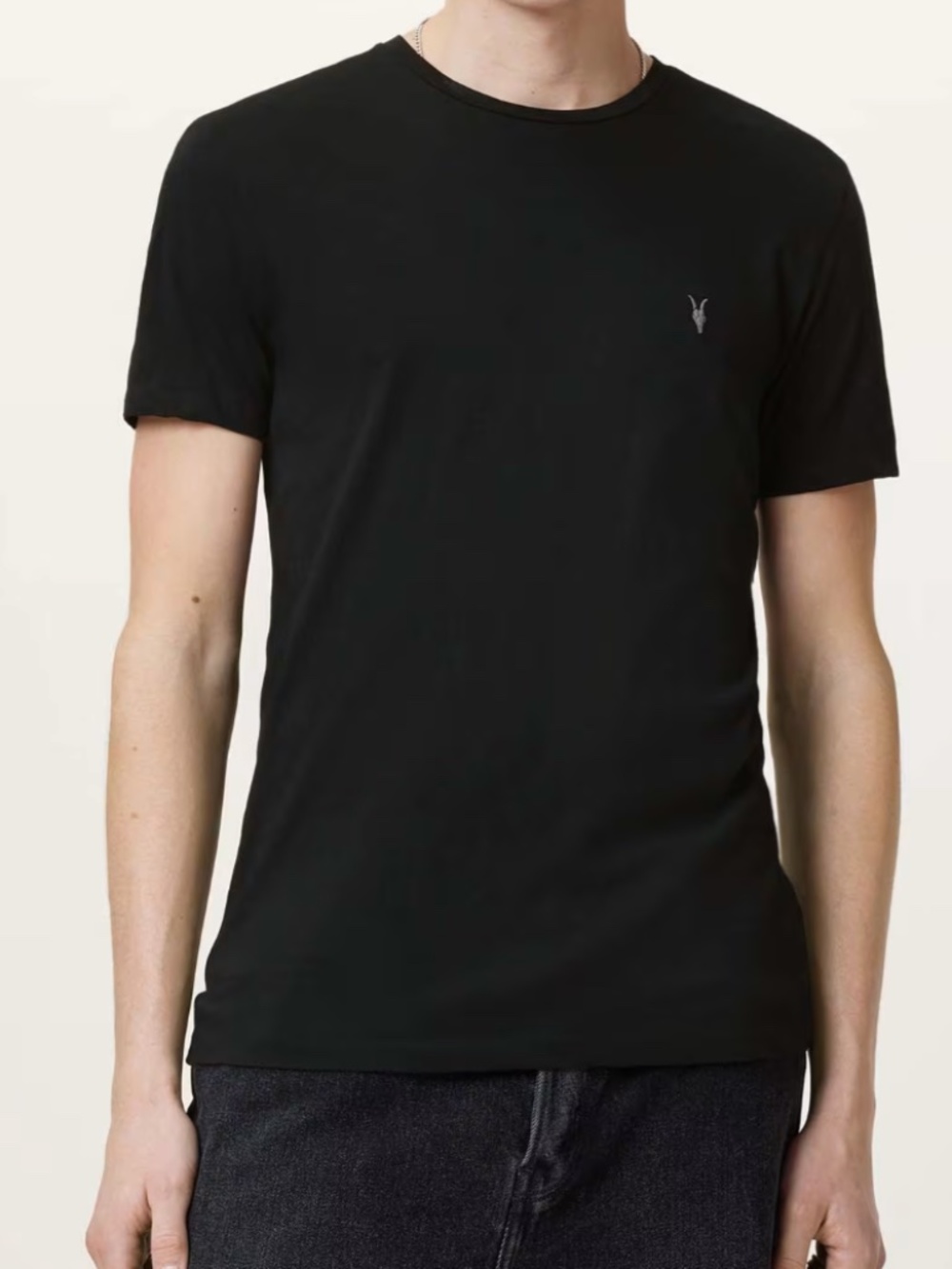 All Saints Tonic Crew Neck Slim Ramskull T-Shirt Jet Black M